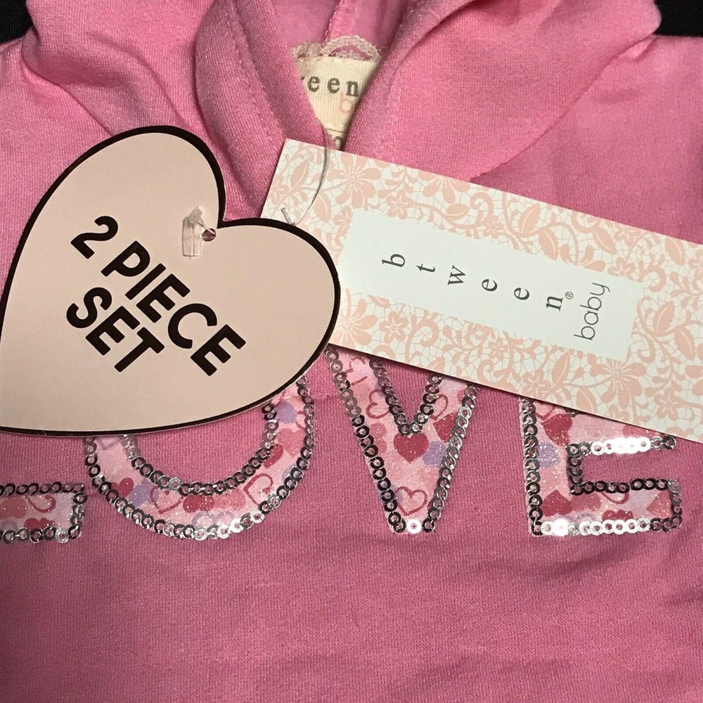 Btween Baby Girls Cute Fleece Heart Hoodie Leggings Set size 12 - 24 Months Pink - Picture 5 of 10